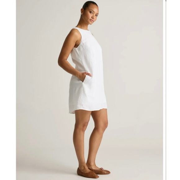 NWOT Quince 100% European Linen Tank Mini Dress White Sleeveless Size Small - Picture 5 of 10